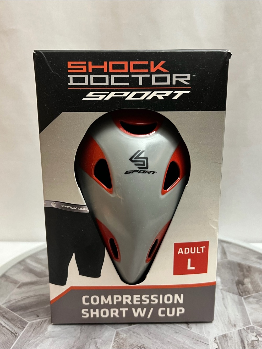Shock Doctor Sport Compression Shorts w Protective Cup Adult Large Black New